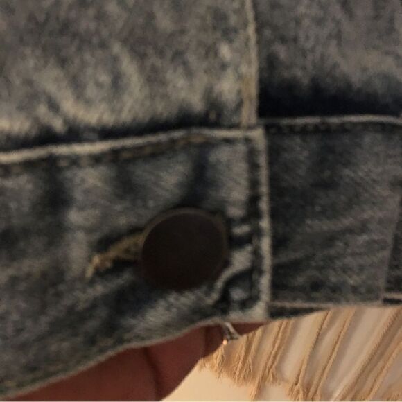 New w| Tags! INNER QUILTED, PEARL EMBELLISHED JEAN JACKET - Picture 7 of 11